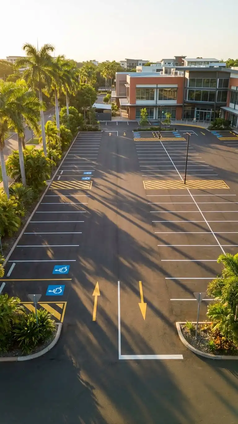 Line marking crew completing a commercial carpark project